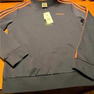 Adidas women’s black Crewneck Sweater with pink Accents